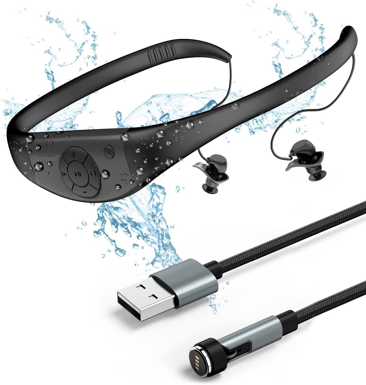 Ultimate Waterproof MP3 Player for Swimming - IPX8 8GB, 20H Playtime, Perfect for Watersports & Running with Magnetic Charging Cable