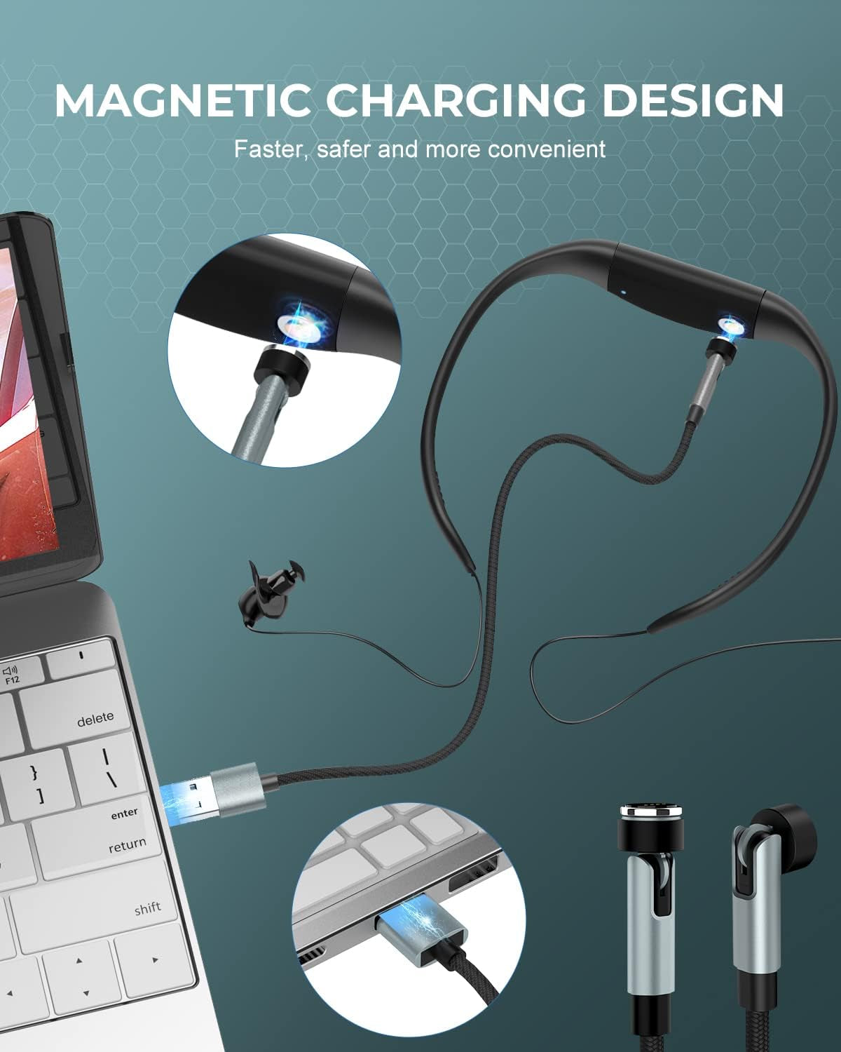 Ultimate Waterproof MP3 Player for Swimming - IPX8 8GB, 20H Playtime, Perfect for Watersports & Running with Magnetic Charging Cable