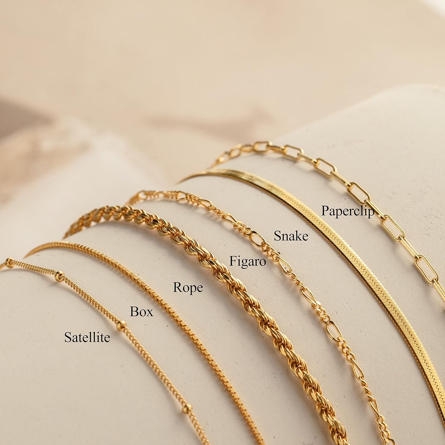 Gold Bracelets for Women Waterproof, 14K Real Gold Jewelry Sets Trendy Thin Dainty Stackable Cuban Link Paperclip Chain Bracelet Pack Fashion Accessories Gifts for Womens