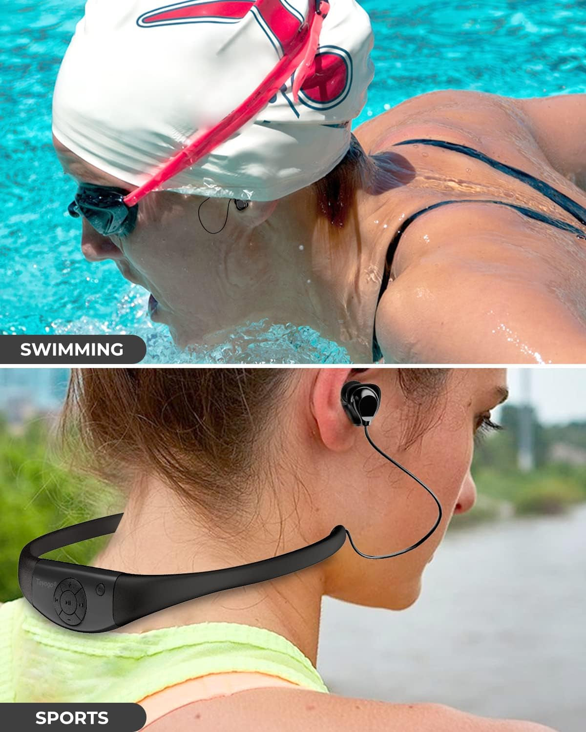 Ultimate Waterproof MP3 Player for Swimming - IPX8 8GB, 20H Playtime, Perfect for Watersports & Running with Magnetic Charging Cable